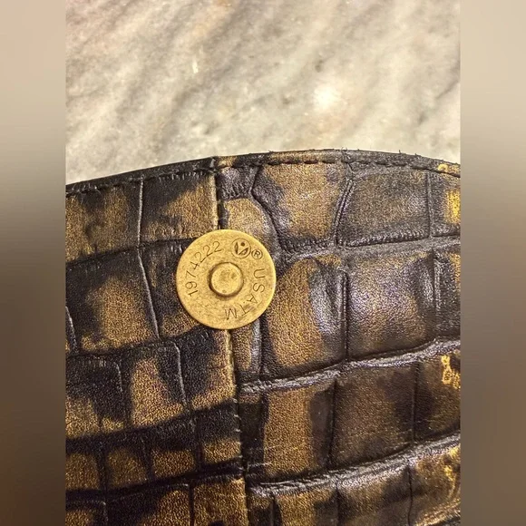 Rock out with this cool clutch by B. Johnson. Brass studs, faux alligator hide - Picture 6 of 6